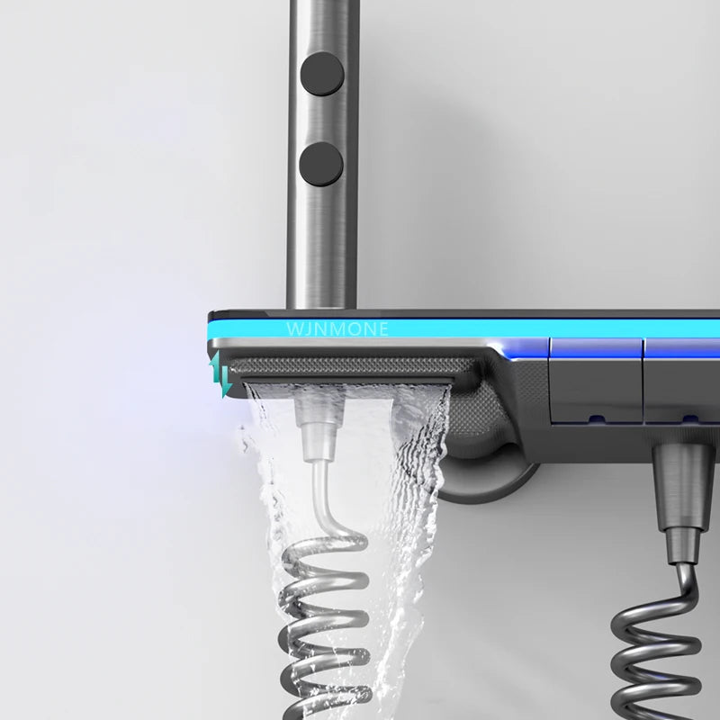 Luxury Digital Shower System with LED Lights & Tempered Glass - Smart Thermostat Mixer Faucet for Modern Bathrooms