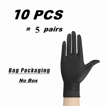 Black Nitrile Disposable Gloves for Mechanics, Tattoo Artists, Home Cleaning - Latex Free, Textured, 10/20/50/100PCS