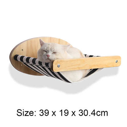 Wall-Mounted Cat Tree with Scratching Post, Jumping Platform, and Hammock for Cats