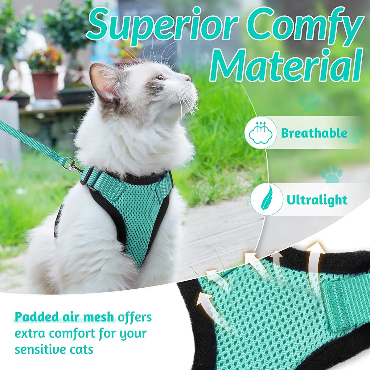 Cat Harness and Leash Set - Adjustable Escape-Proof Vest for Safe Walking with Your Cat