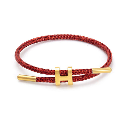 Luxury Waterproof Adjustable Wire Rope Bracelet for Couples - Stainless Steel Bangle Jewelry for Men & Women