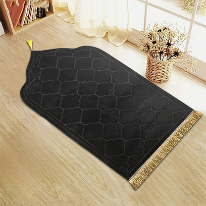 Thickened Flannel Prayer Mat for Comfort & Style - Irregular Plush Design with Tassels for Spiritual Practice