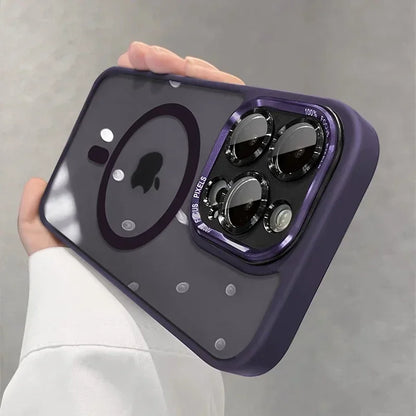 Luxury Magnetic Metal Bumper Case for iPhone 11-17 Pro Max Plus | Wireless Charging Compatible, Hard Protection Cover