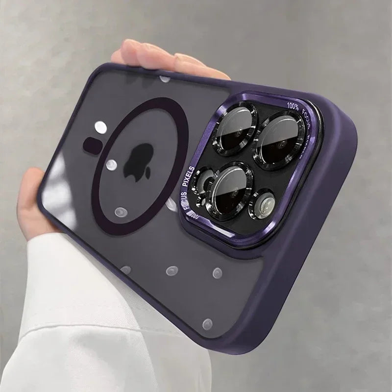 Luxury Magnetic Metal Bumper Case for iPhone 11-17 Pro Max Plus | Wireless Charging Compatible, Hard Protection Cover