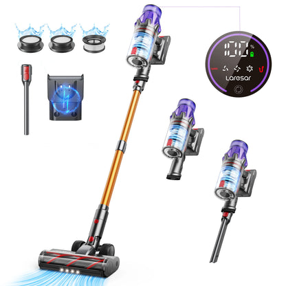 Laresar V7 Cordless Vacuum Cleaner - 500W, 50KPA Suction, Handheld with Removable Battery for Smart Home Cleaning