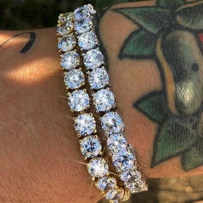 Silver Zircon Tennis Bracelet for Women & Men - Dazzling 2.5/3/4/5mm Crystal Hand Chain for Weddings & Punk Fashion Jewelry