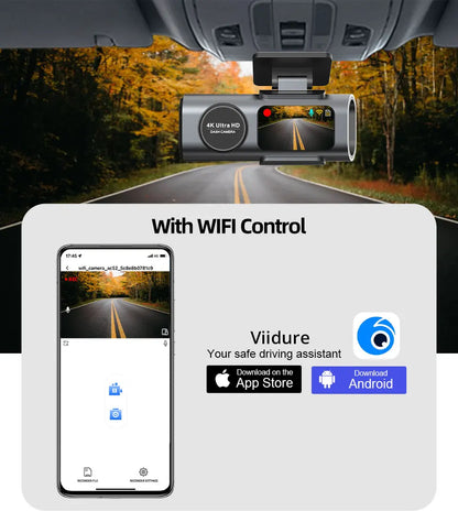 4K UHD Dash Cam with Night Vision & GPS - Car Camera for Safe Driving & 24/7 Parking Surveillance
