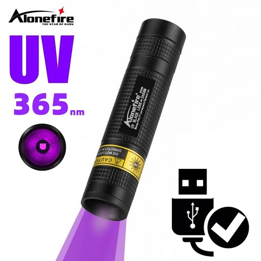 365nm Mini UV LED Blacklight Flashlight for Nail Art, Pet Stain Detection, Scorpion Finding, and Leak Tracing - USB Rechargeable