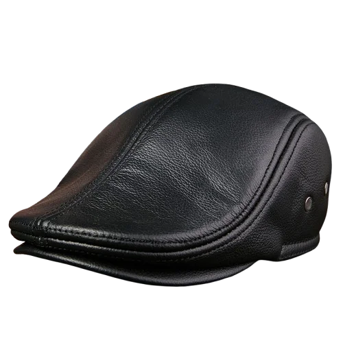 2025 Genuine Leather Beret Hat for Men - Stylish Winter Cap, Warm & Windproof, Vintage Peaked Driver Hat Gift
