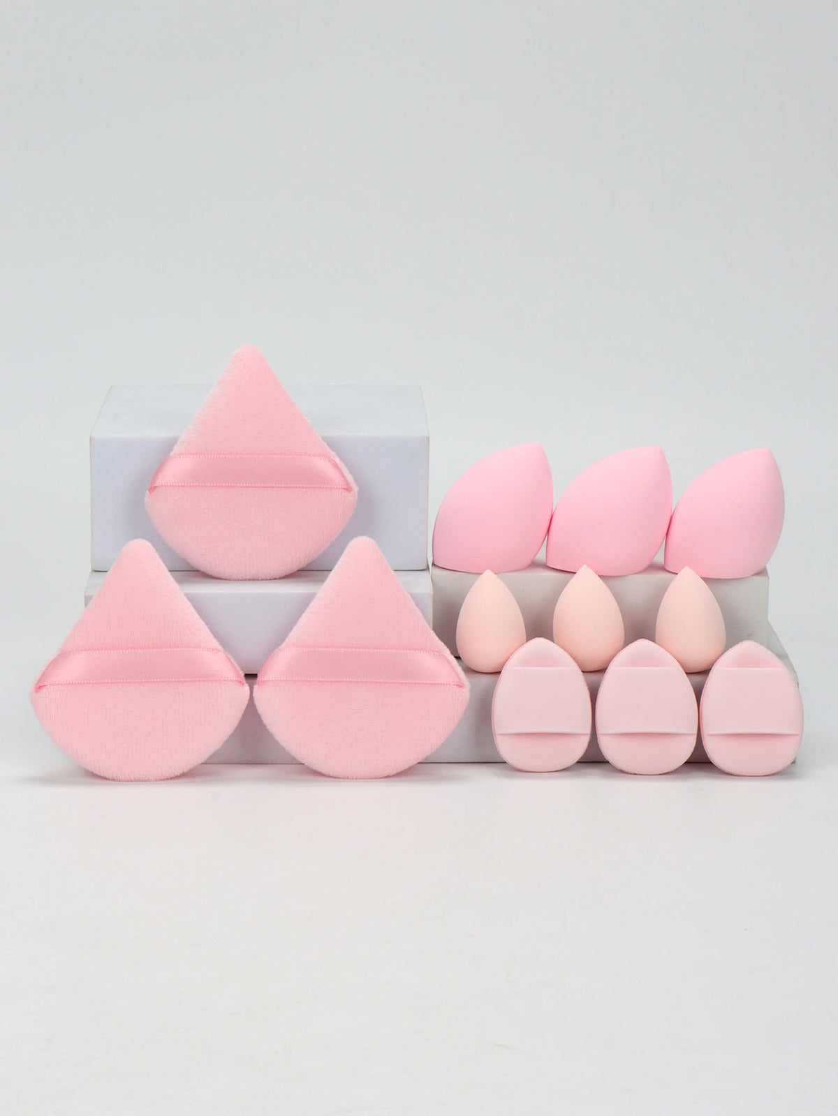 12-Piece Versatile Makeup Sponge Set for Flawless Application: 3 Loose Powder Puffs, 3 Mini Air Cushion Puffs, 3 Beauty Eggs