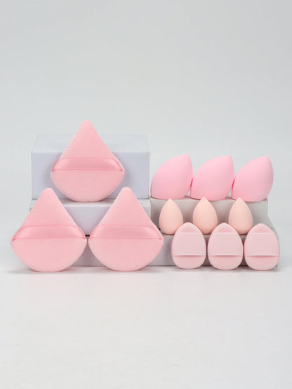 12-Piece Versatile Makeup Sponge Set for Flawless Application: 3 Loose Powder Puffs, 3 Mini Air Cushion Puffs, 3 Beauty Eggs