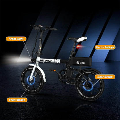 HITWAY BK 35S Electric Bike for Adults - 250W City E-Bike, 16" Wheels, 25-60KM Range for Urban Commuting
