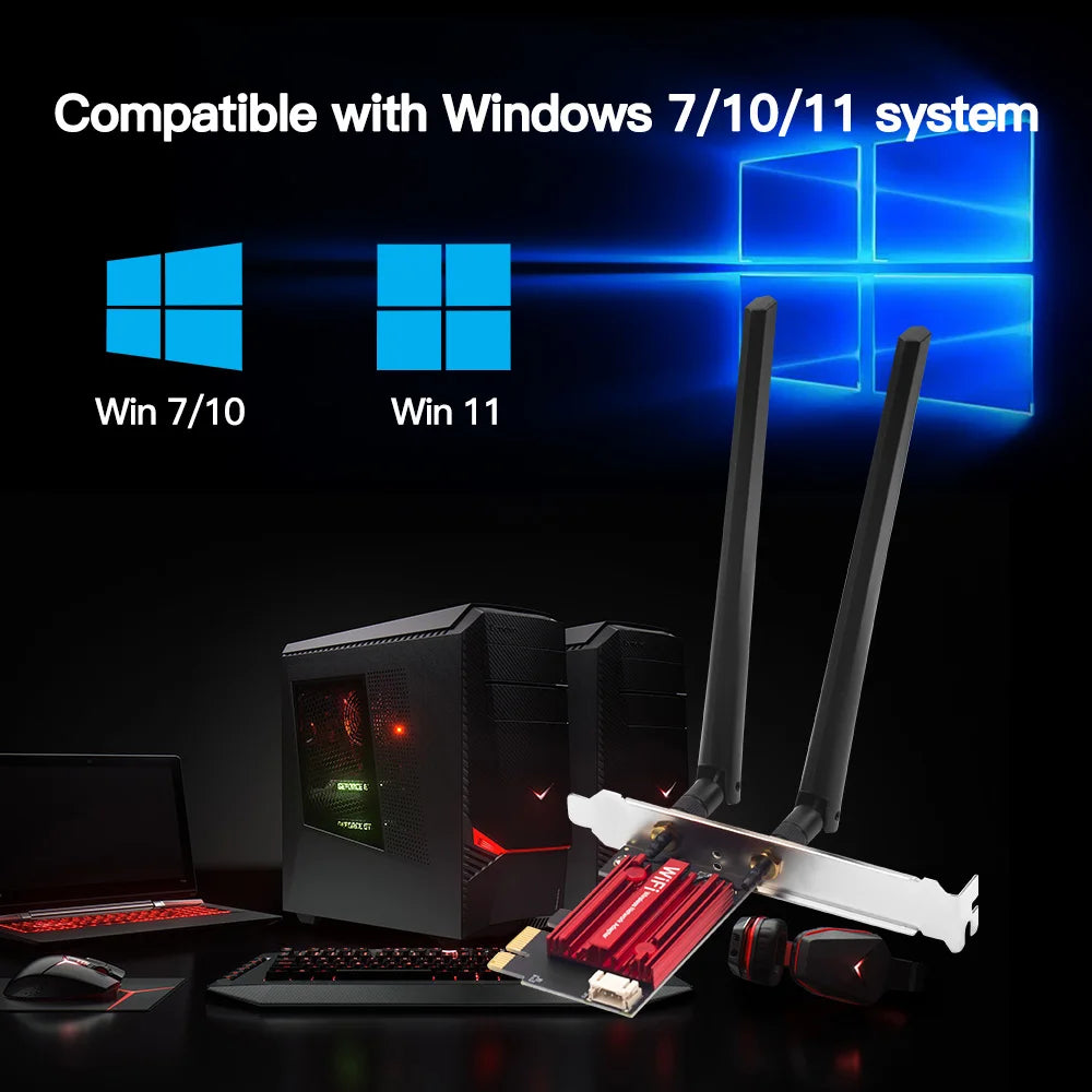 FENVI AC1200 WiFi 5 PCI-E Adapter for Dual Band 2.4G/5GHz - Bluetooth 4.0 Compatible with Windows 7/8/10/11 Desktops