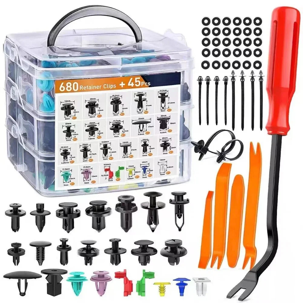 Car Fastener Clip Kit - 800pcs Auto Body Rivets for Fender, Bumper, Door Trim Panel Repair