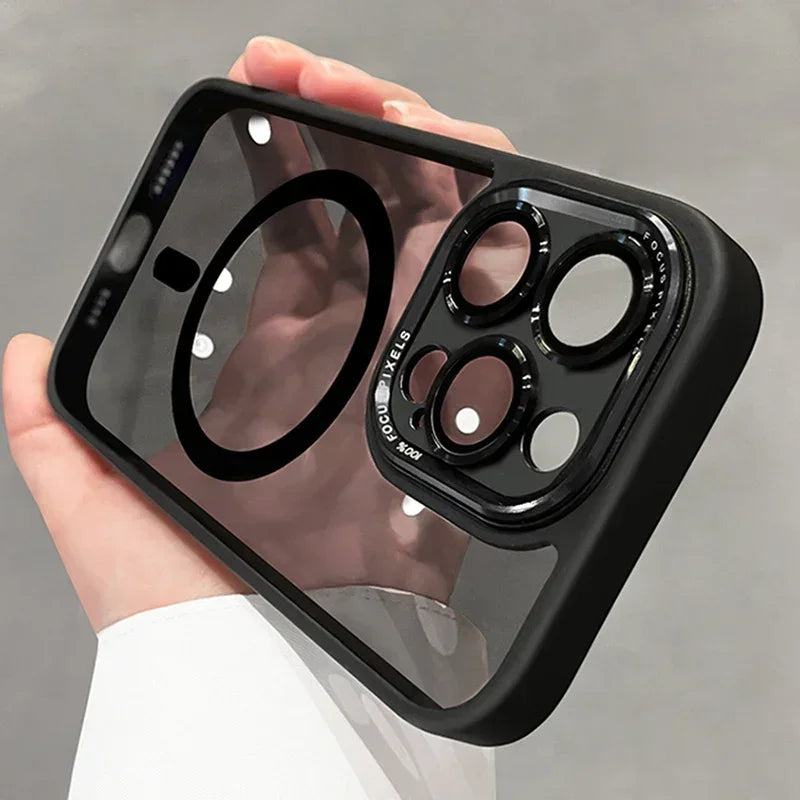 Luxury Magnetic Metal Bumper Case for iPhone 11-17 Pro Max Plus | Wireless Charging Compatible, Hard Protection Cover