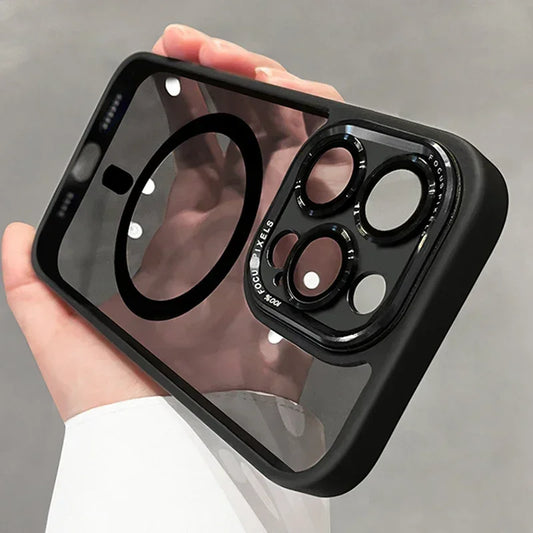 Luxury Magnetic Metal Bumper Case for iPhone 11-17 Pro Max Plus | Wireless Charging Compatible, Hard Protection Cover