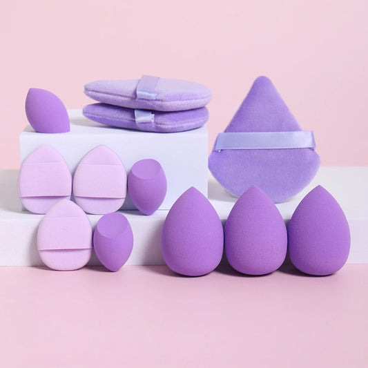12-Piece Versatile Makeup Sponge Set for Flawless Application: 3 Loose Powder Puffs, 3 Mini Air Cushion Puffs, 3 Beauty Eggs