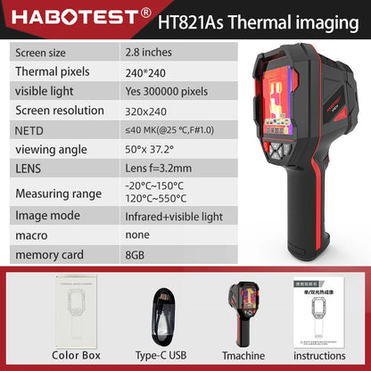 HABOTEST HT821A Handheld Thermal Imaging Camera for Professionals -20℃ to 550℃, Waterproof, Dustproof, Anti-Drop