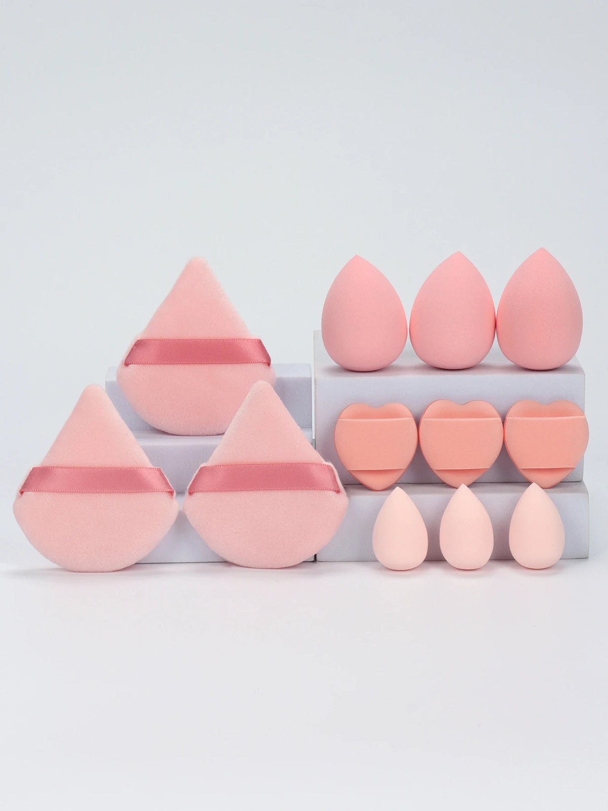 12-Piece Versatile Makeup Sponge Set for Flawless Application: 3 Loose Powder Puffs, 3 Mini Air Cushion Puffs, 3 Beauty Eggs