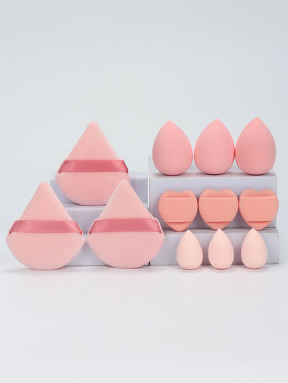 12-Piece Versatile Makeup Sponge Set for Flawless Application: 3 Loose Powder Puffs, 3 Mini Air Cushion Puffs, 3 Beauty Eggs