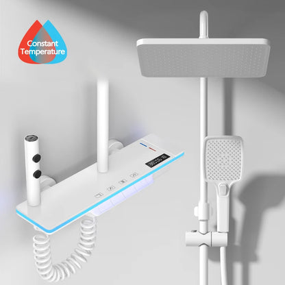 Luxury Digital Shower System with LED Lights & Tempered Glass - Smart Thermostat Mixer Faucet for Modern Bathrooms