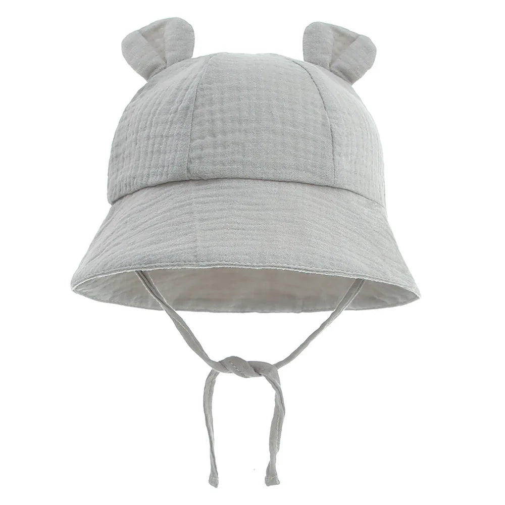 Muslin Cotton Baby Bucket Hat - Sun Protection for Kids 3-12M Boys & Girls Panama Cap