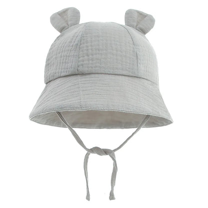 Muslin Cotton Baby Bucket Hat - Sun Protection for Kids 3-12M Boys & Girls Panama Cap