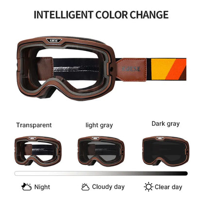 UV 400 Motorcycle Riding Glasses - Photochromic Sports Goggles for Motocross, Skating, Windproof & Dustproof Protection