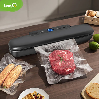 saengQ Vacuum Sealer for Food Storage - Includes 10 Vacuum Bags for Home Use, Ideal for Meal Prep and Freshness
