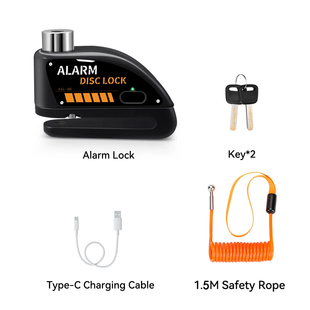 Extractme Motorcycle Alarm Disc Brake Lock - 120dB Anti-Theft Security for Bikes, Scooters & Motorcycles