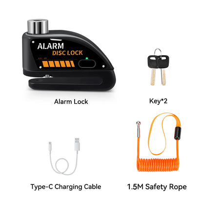 Extractme Motorcycle Alarm Disc Brake Lock - 120dB Anti-Theft Security for Bikes, Scooters & Motorcycles