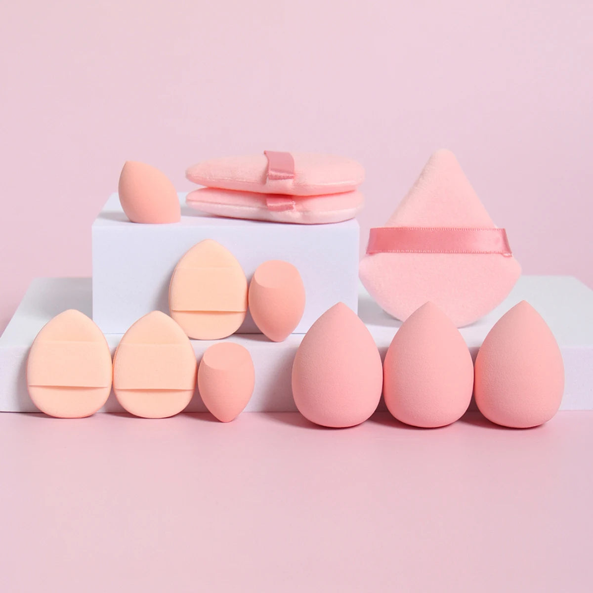 12-Piece Versatile Makeup Sponge Set for Flawless Application: 3 Loose Powder Puffs, 3 Mini Air Cushion Puffs, 3 Beauty Eggs