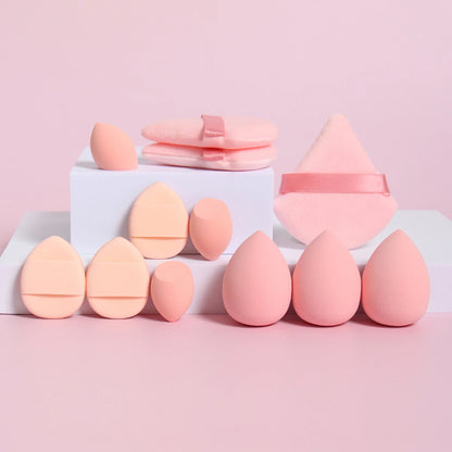 12-Piece Versatile Makeup Sponge Set for Flawless Application: 3 Loose Powder Puffs, 3 Mini Air Cushion Puffs, 3 Beauty Eggs