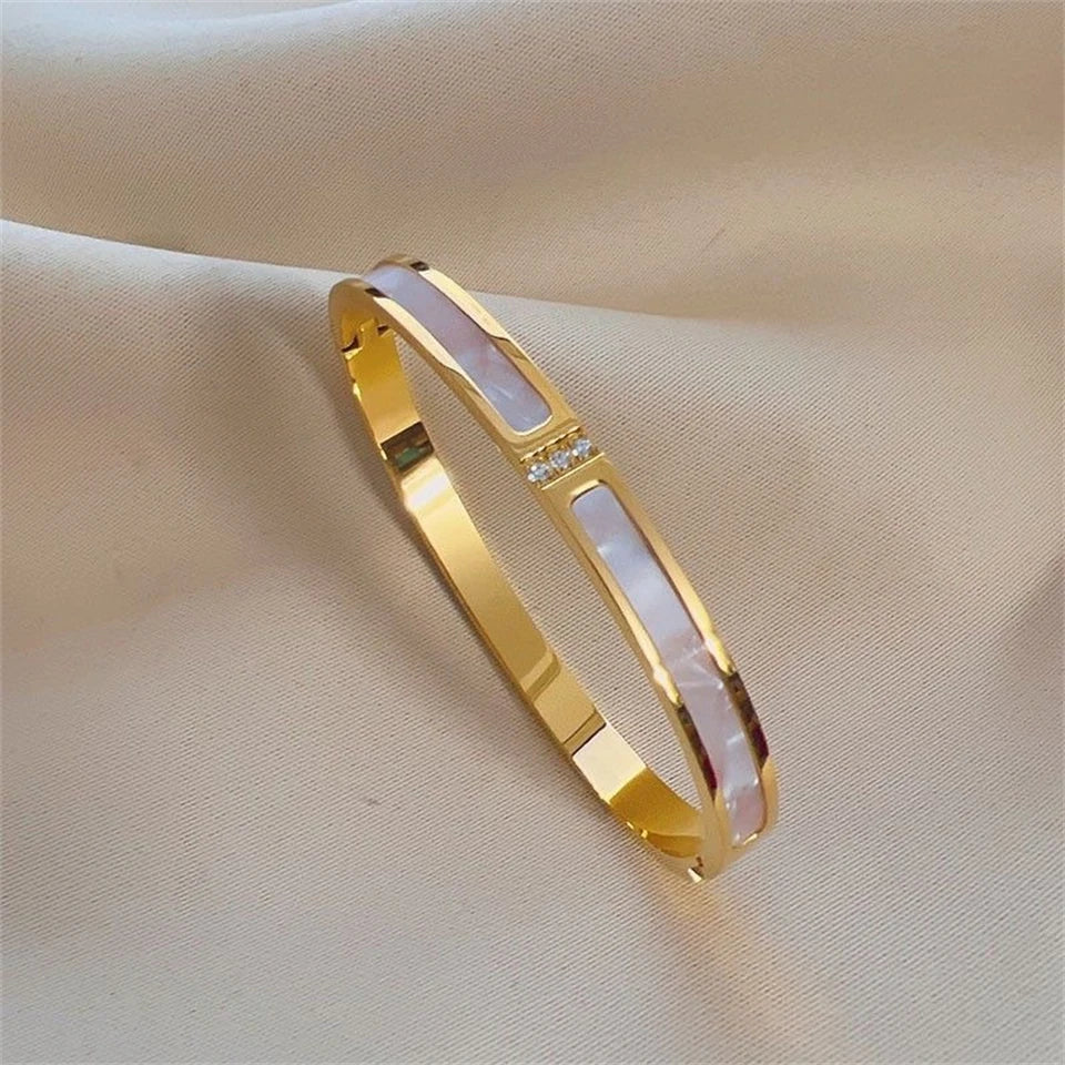 ZAKOL Sparkling Zirconia Stainless Steel Bracelet Set for Women - Stackable Bangles Fashion Jewelry Gift