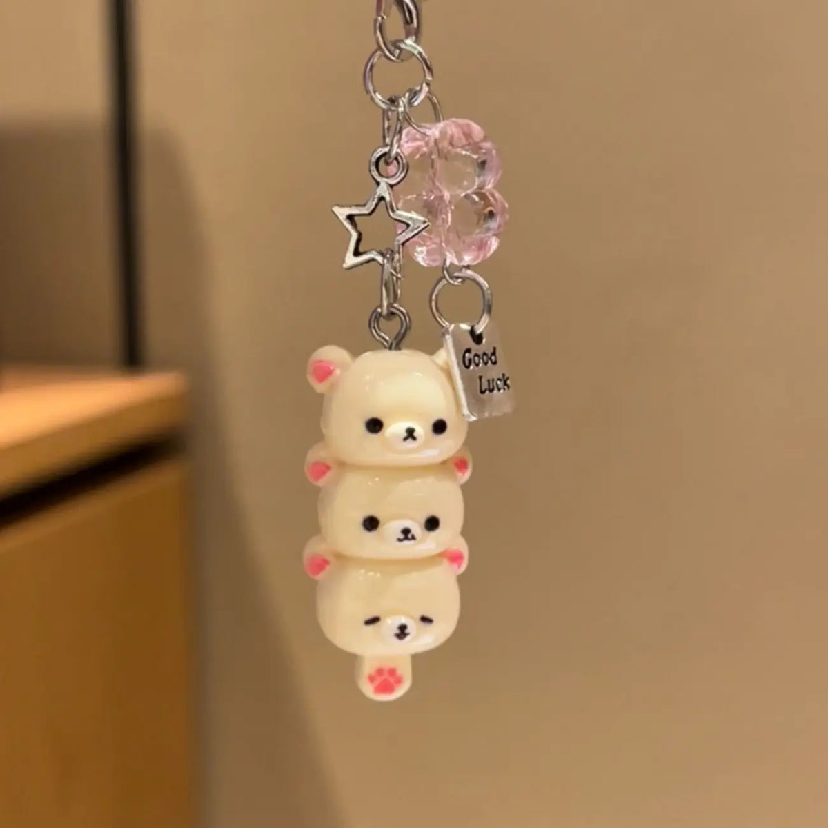 Cute Bear Keychain Charm for Kawaii Lovers - Ideal Accessory for Keys, Schoolbags, iPhone 17 Pro Max, AirPods, and Y2K Style