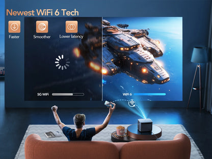 TOPTRO 4K Projector - Native 1080P WiFi6 Bluetooth for Outdoor Home Theater & Movie Nights