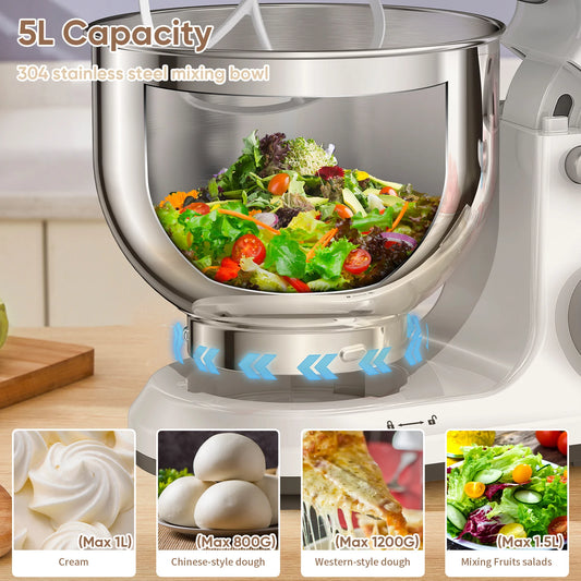 BioloMix 1200W Food Mixer with 11 Speeds, Digital OLED Screen, Dough Hook & Whisk for Baking Enthusiasts