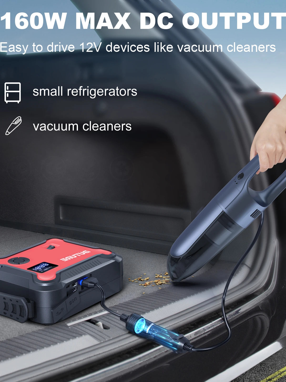 Buture 5-in-1 Car Jump Starter & Tire Inflator - 26800mAh Power Bank with 160W DC Output for Roadside Emergencies
