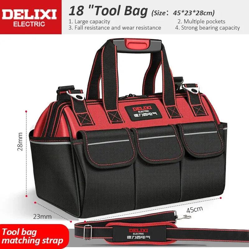 DELIXI Electric Tool Bag - Waterproof Storage for Electricians, Carpenters, Mechanics & Homeowners