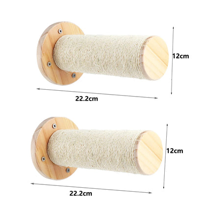 Wall-Mounted Cat Tree with Scratching Post, Jumping Platform, and Hammock for Cats