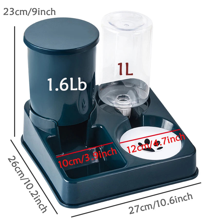 Automatic Cat Feeder & Water Dispenser Set - 2-in-1 Tilted Gravity Feeder for Cats & Dogs