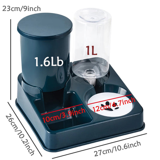 Automatic Cat Feeder & Water Dispenser Set - 2-in-1 Tilted Gravity Feeder for Cats & Dogs