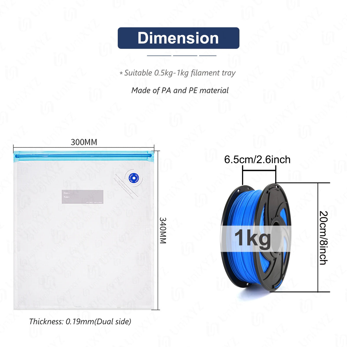 3D Printer Filament Storage Bag - Humidity Resistant Vacuum Sealing Bags for PLA, ABS, PETG - Keep Filament Dry and Fresh