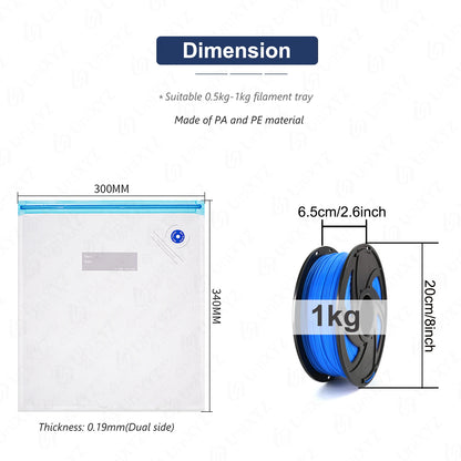 3D Printer Filament Storage Bag - Humidity Resistant Vacuum Sealing Bags for PLA, ABS, PETG - Keep Filament Dry and Fresh