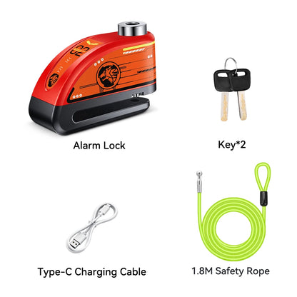 Extractme Motorcycle Alarm Disc Brake Lock - 120dB Anti-Theft Security for Bikes, Scooters & Motorcycles