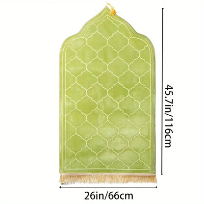 Thickened Flannel Prayer Mat for Comfort & Style - Irregular Plush Design with Tassels for Spiritual Practice