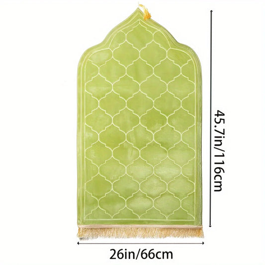 Thickened Flannel Prayer Mat for Comfort & Style - Irregular Plush Design with Tassels for Spiritual Practice