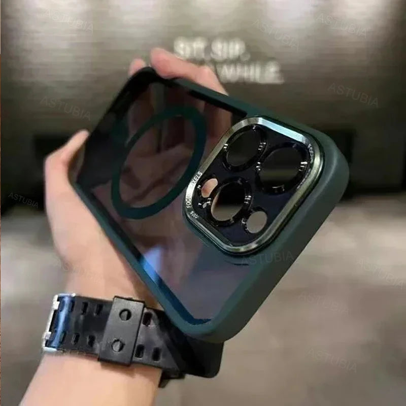 Luxury Magnetic Metal Bumper Case for iPhone 11-17 Pro Max Plus | Wireless Charging Compatible, Hard Protection Cover