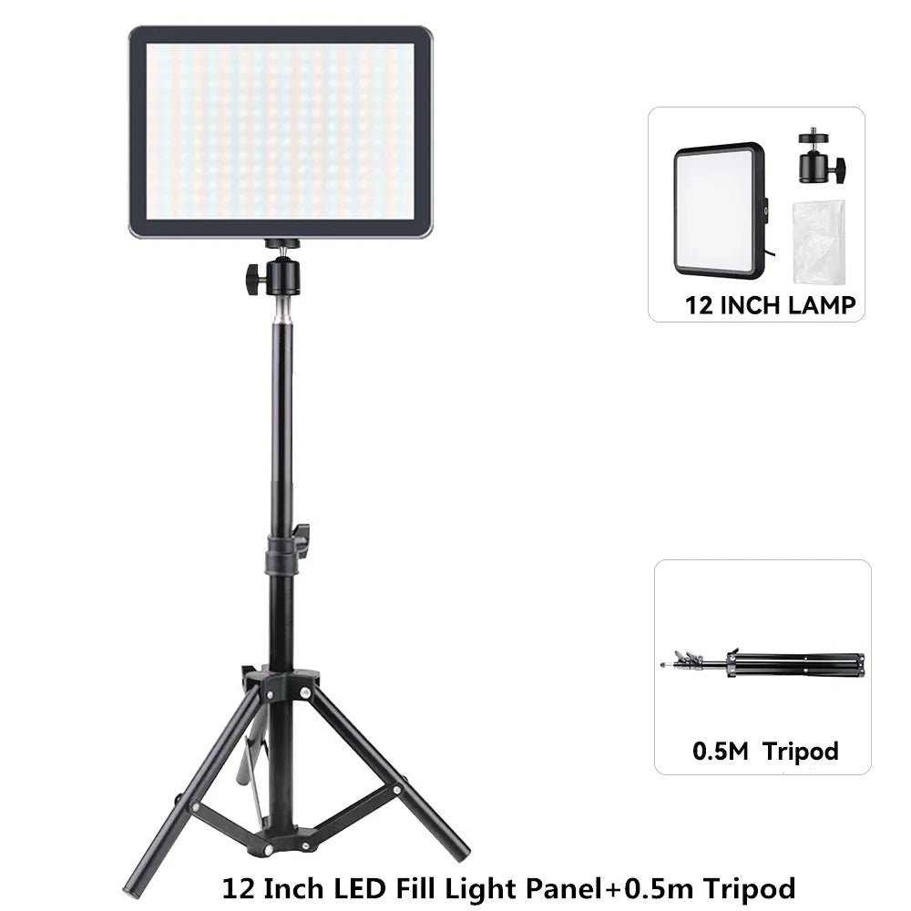 8/12 Inch LED Video Light Kit for YouTube Live Streaming and Photography with Tripod Stand