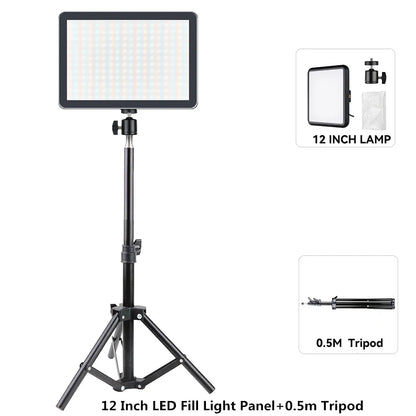 8/12 Inch LED Video Light Kit for YouTube Live Streaming and Photography with Tripod Stand
